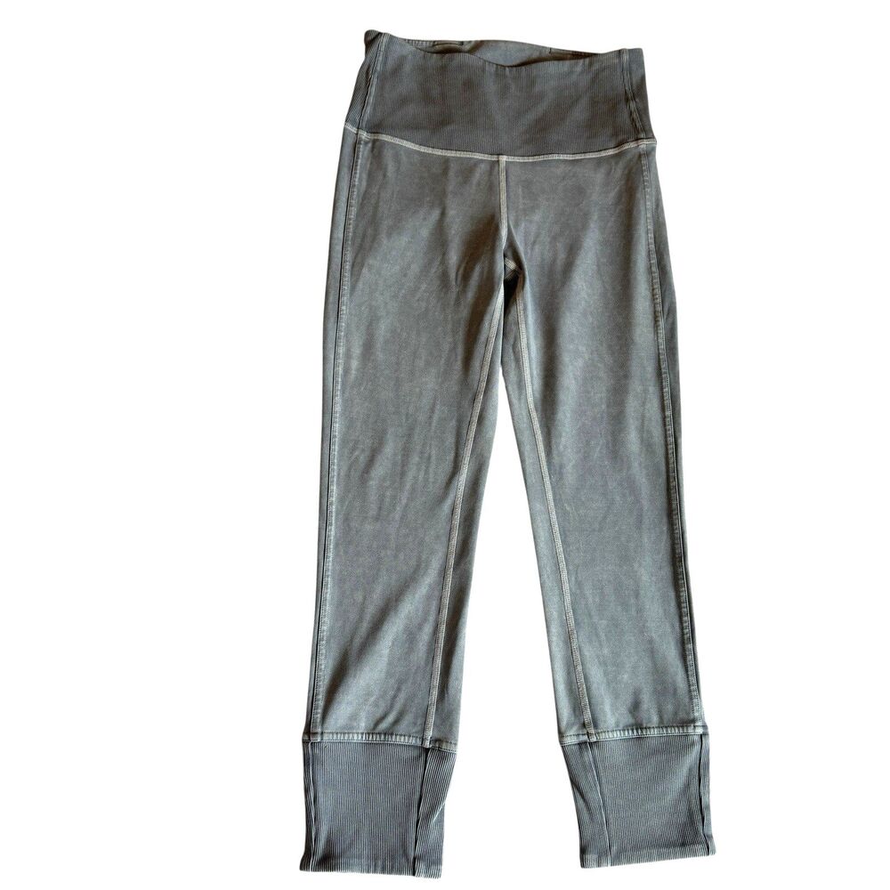 Lululemon Women's size 4 Wunder Under Crop Leggings 23" Ribbed Washed Moon Blue